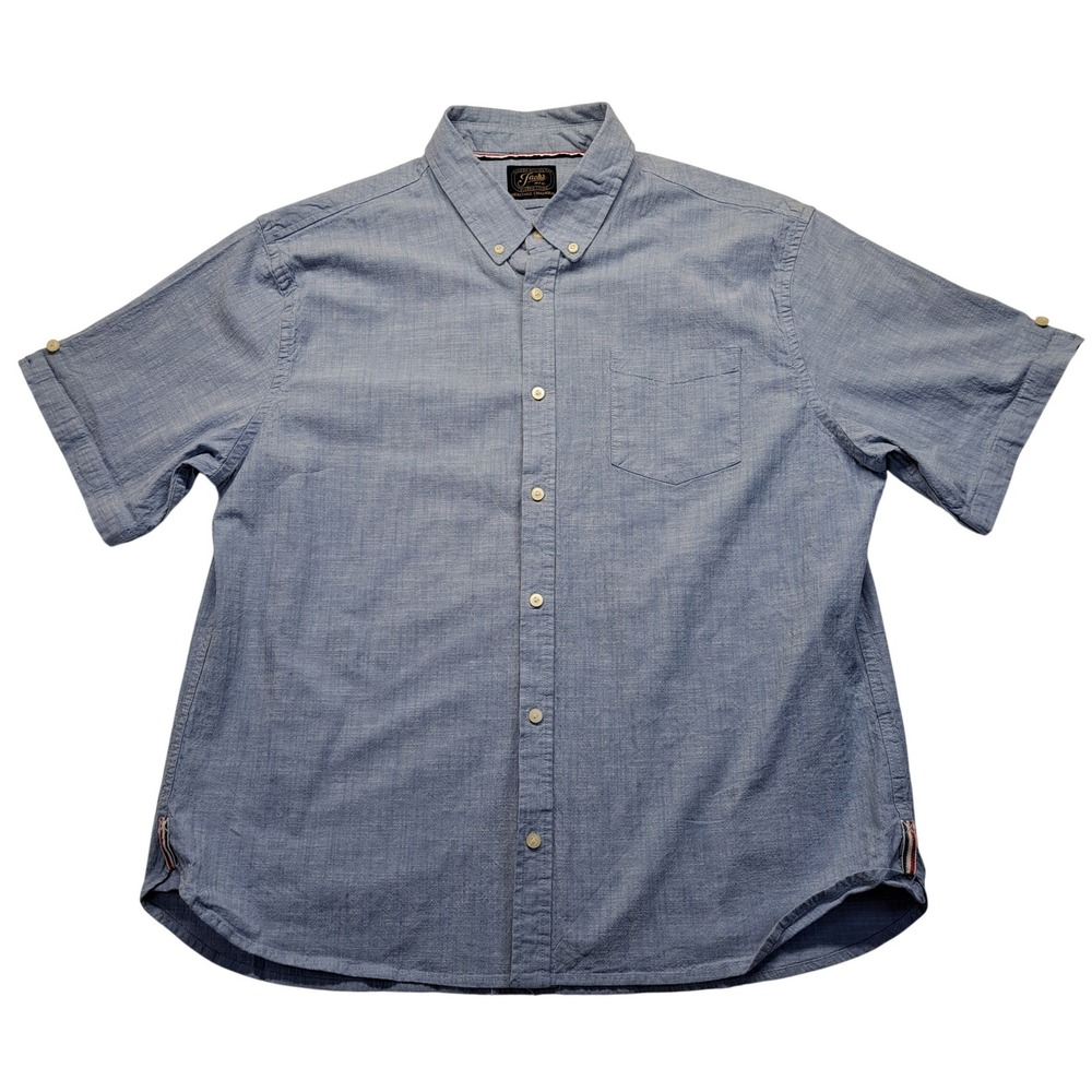 Jachs NY Heritage Chambray Shirt Mens 2XL Light Indigo Excellent Short Sleeve